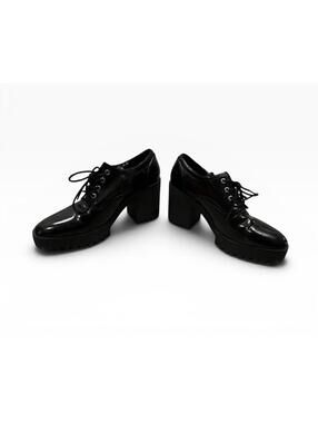 Zara Trafaluc Platform Heels Womens 8.5 39 Black Chunky Lace Up Shoes